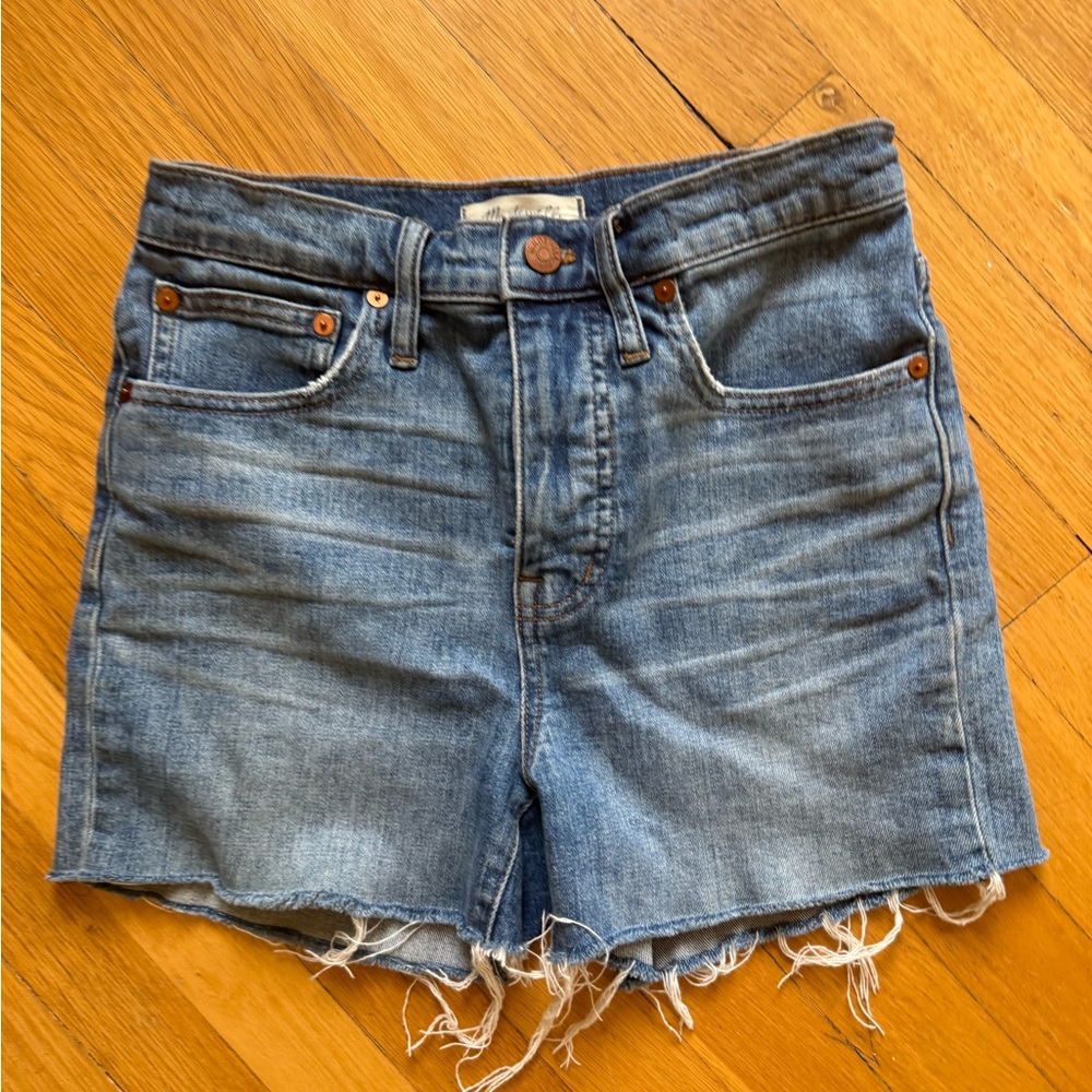 High Rise Mid Length Denim Shorts